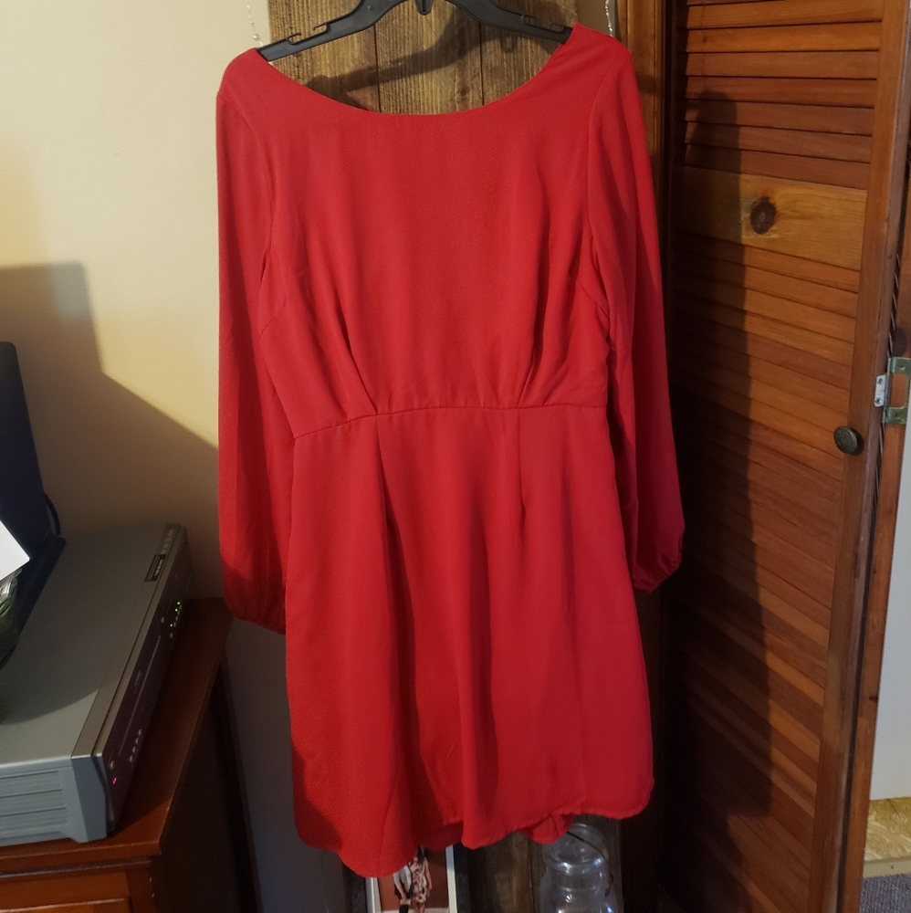 Red, junior's size large, Almost Famous dress, great shape and slightly wore.